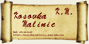 Kosovka Malinić vizit kartica